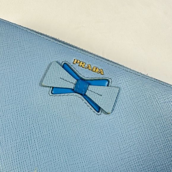 PRADA Saffiano Leather Dual Blue Color Limited Edition Premium Very Rare Large O - Picture 7 of 14